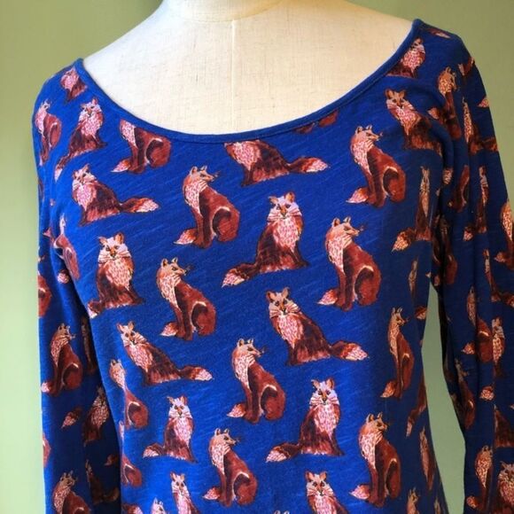 Anthro postmark 3/4 motif fox tee small - Picture 3 of 13